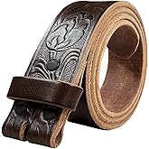100% One-Piece Full Grain Leather Belt Straps with No Slot Hole/Slot Hole/Heavy-Duty, Multi Options 1-1/2" (38mm) Wide