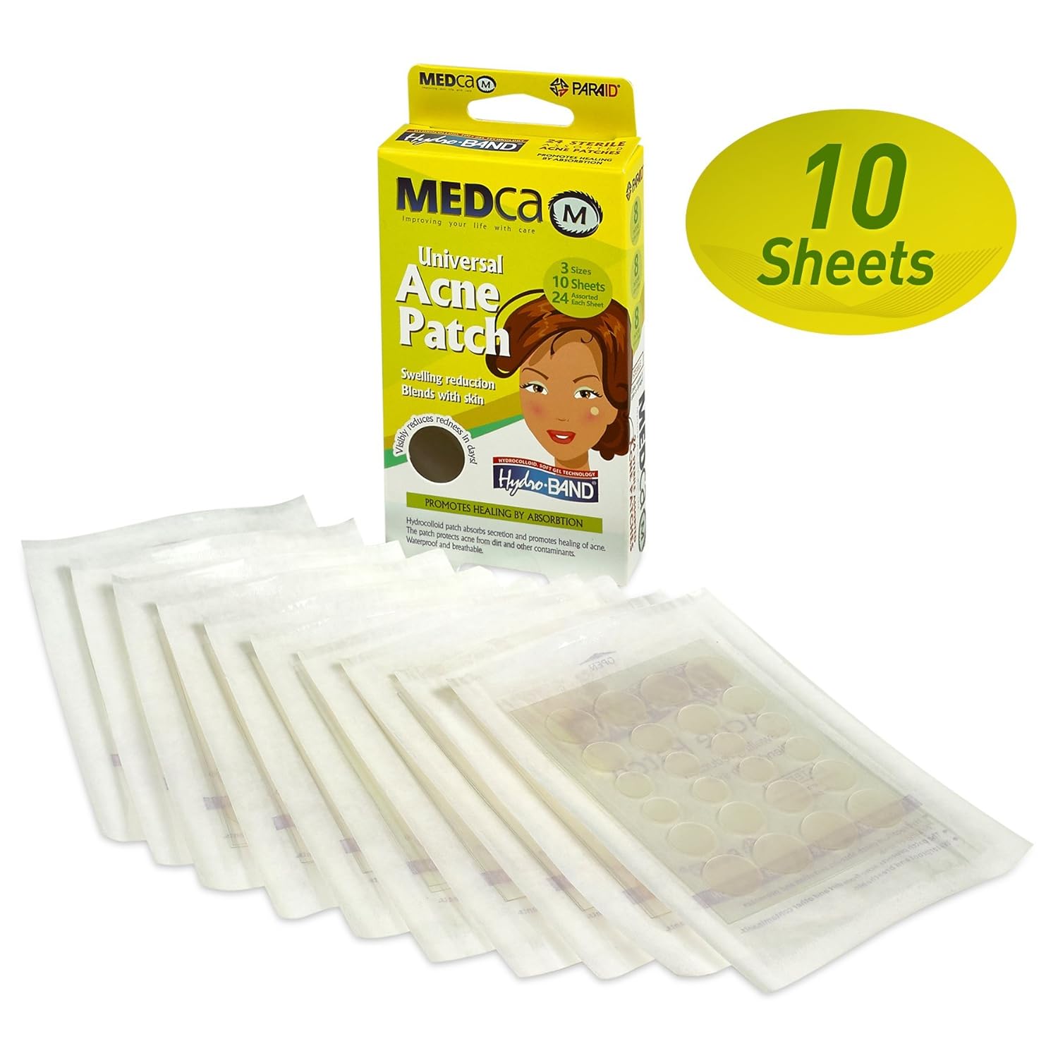 MEDca Acne Pimple Master Patch Absorbing Cover 24 Count Three Sizes 10 Sheets