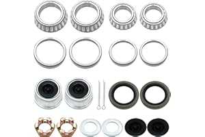 DEEPDREAM 2 Sets 3500lb Trailer Bearing Kit L68149 L44649 Trailer Axle Kit,Boat Trailer Bearing Kit 171255TB Seal Fits for 1-3/8'' to 1-1/16'' Trailer Wheel Bearings 1.98" Dust Caps and Rubber Plugs Cotter Pins
