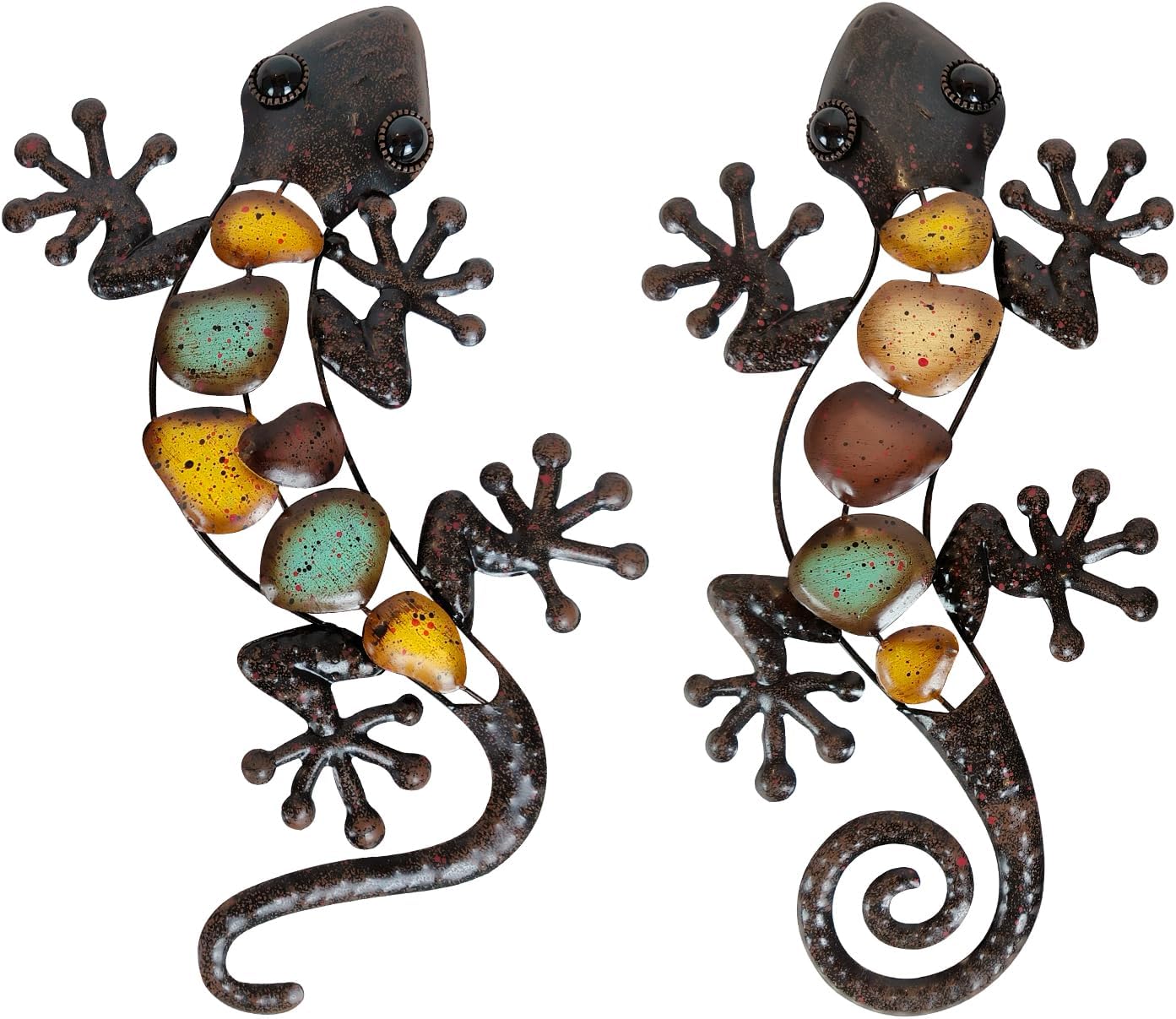 Plaques & Wall Art - LIFFY Metal Gecko Wall Decor - Outdoor Lizard Wall Art - Metal Lizards Wall Decor - Gecko Metal Wall Art for Home and Garden (15inch)