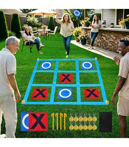 Monetais Jeu de Tic Tac Toe en Plein air, 47x47 Pouces, Tic Tac Toe géant Portable, Jeux de Plein air Amusants pour Enfants, Jeu géant Familial Monetais Jeu de Tic Tac Toe en Plein air, 47x47 Pouces, Tic Tac Toe géant Portable, Jeux de Plein air Amusants pour Enfants, Jeu géant Familial