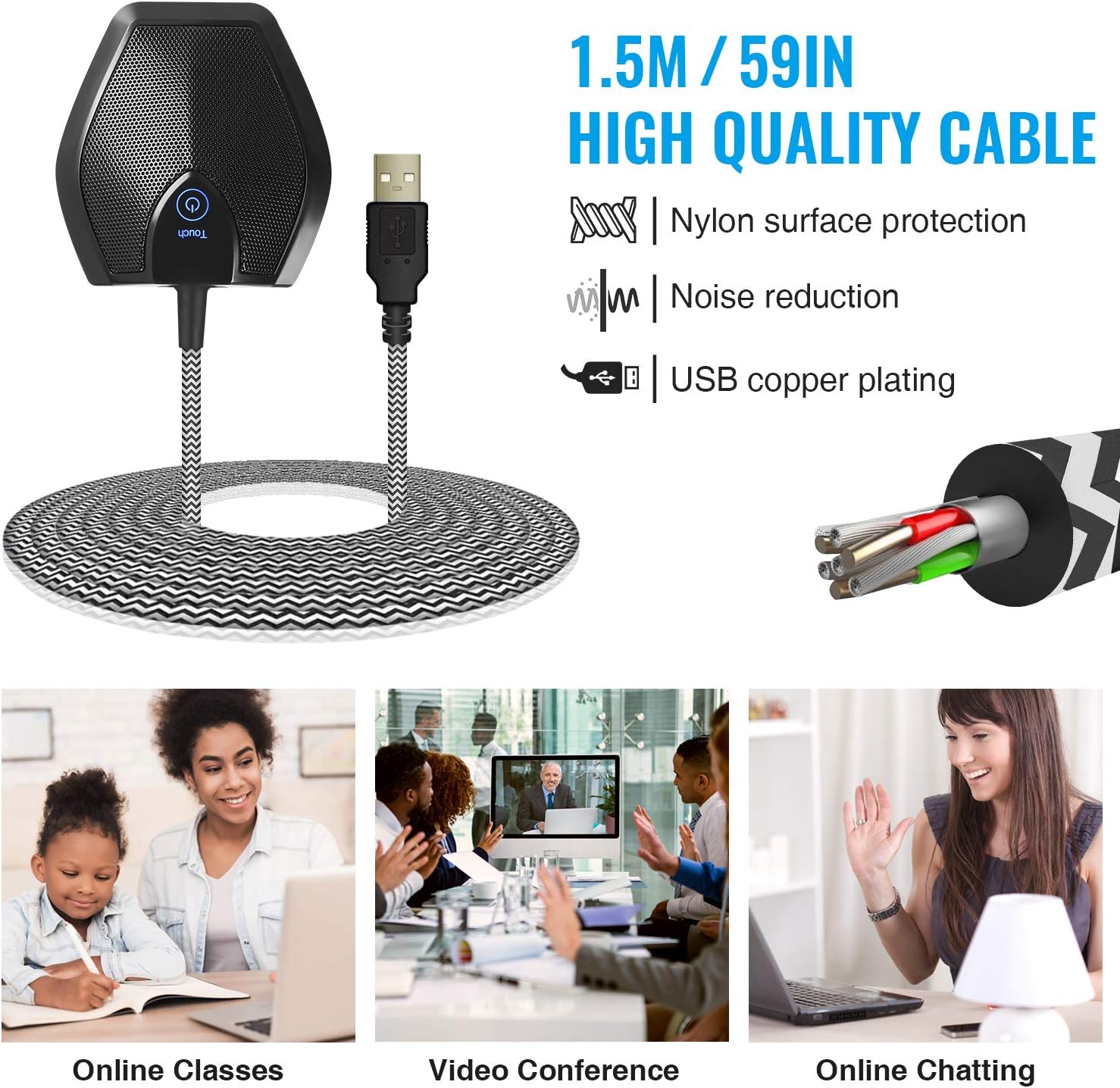 TONOR Conference USB Microphone, Omnidirectional Condenser PC Mic for Video Conference, Recording, Skype, Online Class, Court Reporter, Plug & Play Compatible with Mac OS X Windows PC Compute: Computers & Accessories