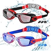 COOLOO Kids Swim Goggles, 2 Packs Swimming Goggles for Kids Girls Boys and Child Age 4-16