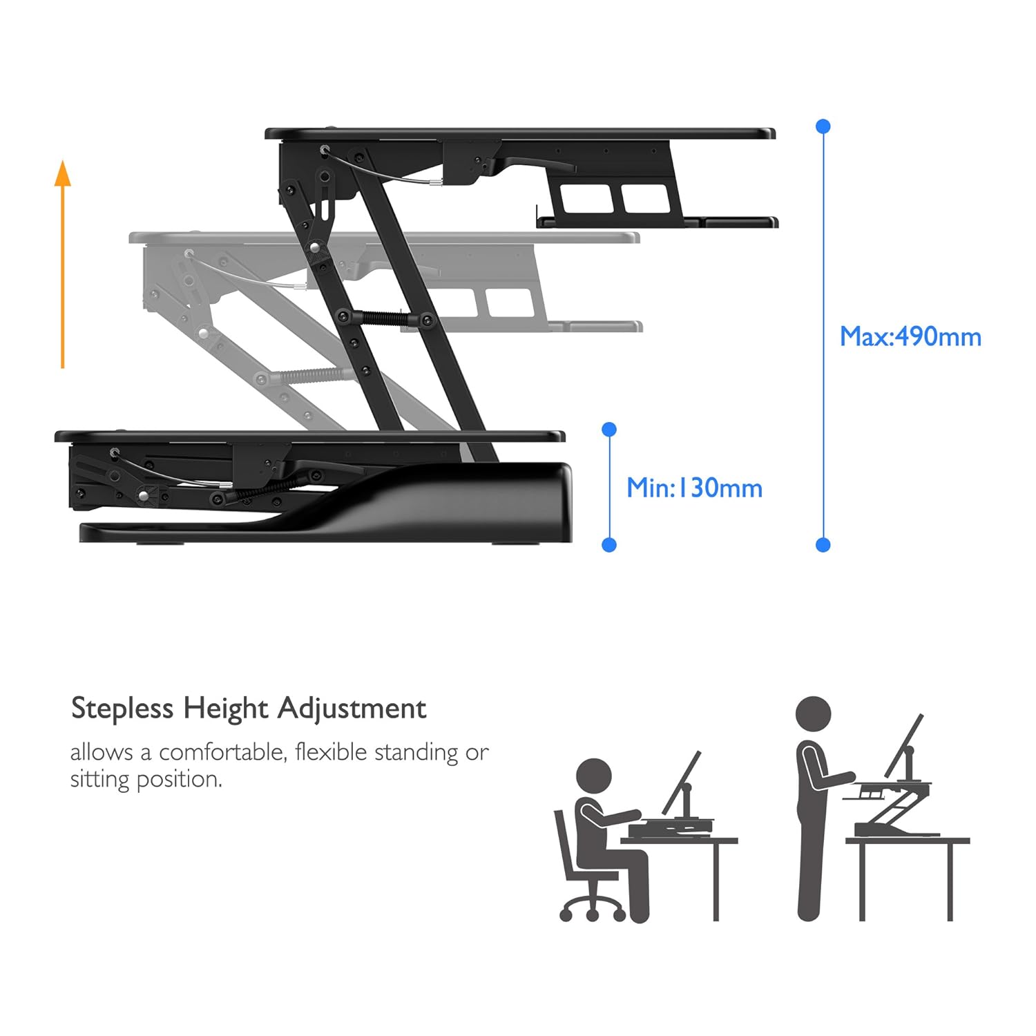 1home Hohenverstellbar Sitz Steharbeitsplatz Computer Tisch Riser Ergonomisch Schwarz