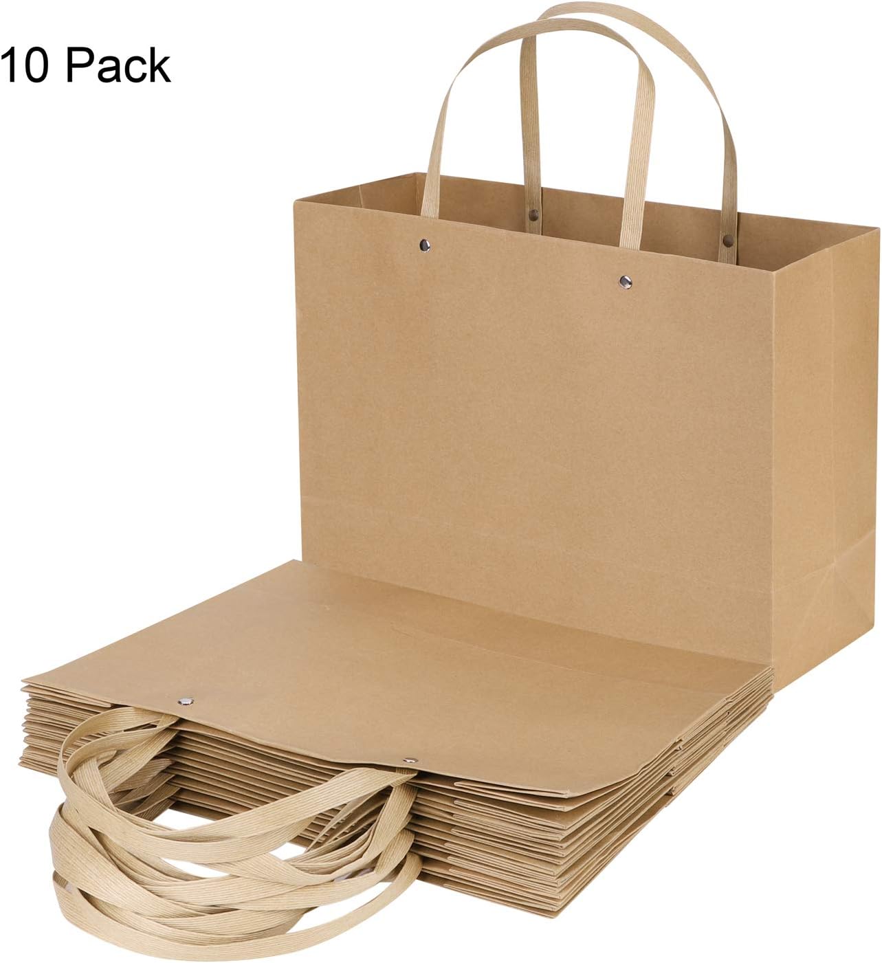 10pcs Paper Carrier Bags Large Kraft Gift Bags Party Bags with Handle Reusable Present Treat Bag Tote Bag for Birthday,Wedding,Christmas Party,Shopping,Baby Shower,Bridal Shower,Restaurant takeouts - Image 3