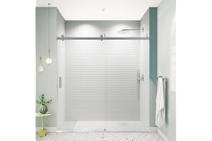 LINKHOO 68-72" W x 76" H Frameless Sliding Shower Door, Soft-Close Bathroom Shower Doors with 3/8" (10mm) Clear SGCC Tempered Glass and Stainless Steel Handle, Reversible Installation, Chrome