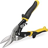 HURRICANE 10 inch Aviation Tin Snips, Straight Cut Metal Shears with Non-Slip Tyregrip Handle, Cr-V Steel Blades Shears for Thin Sheet Metal, Aluminum, Gutter &amp; DIY Projects