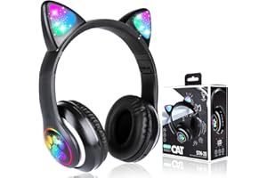 Wireless Headphones,BREIS Cat Ear LED Light Up Foldable Bluetooth Headphone for Kids,Over-Ear Adjustable Stereo Girls and Boy