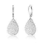 Sterling Silver Dangle Earrings for Women Trendy 14k Gold Dangle Drop Earrings Teardrop Hammered Leverback Earings for Women Jewelry Gifts