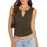 EasyGala Womens Henley Tank Top Cotton Ribbed Crewneck Vest Button Down Sexy Sleeveless Going Out Top Summer Clothes 2026