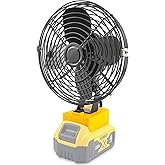 Portable Outdoor Sleek Jobsite Cordless Fan Compatible with DeWalt, Bucket Indoor Fans Operated Powered by DeWalt 20V Max Battery, Blow Heat and Cooling at Work,Tool Only