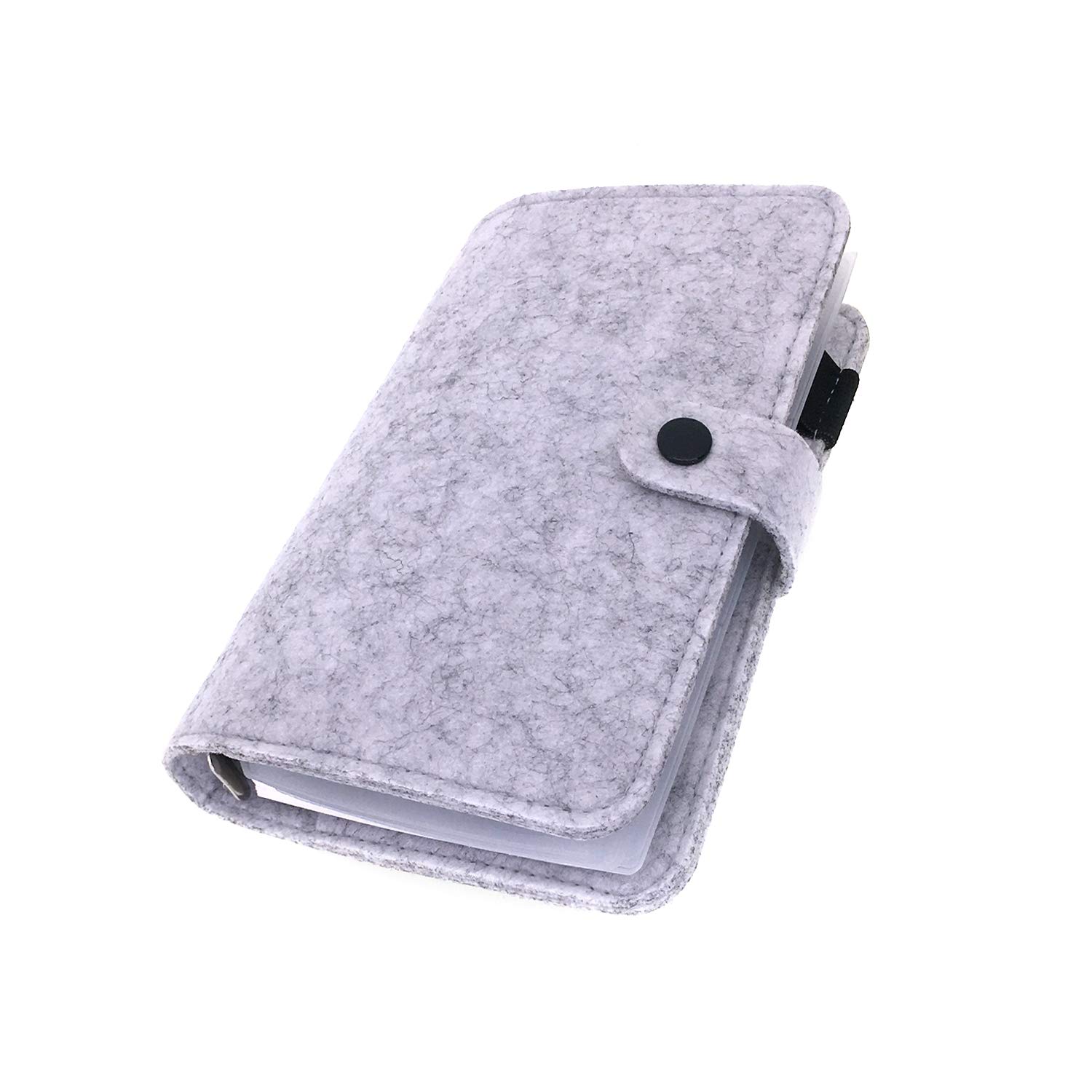 A6/ A5 6-Holes Felt Cover Round Ring View Binder File Folder for Loose Leaf Sheet Protectors/Binder Cover Protector, Cool Gray, A6 Combo