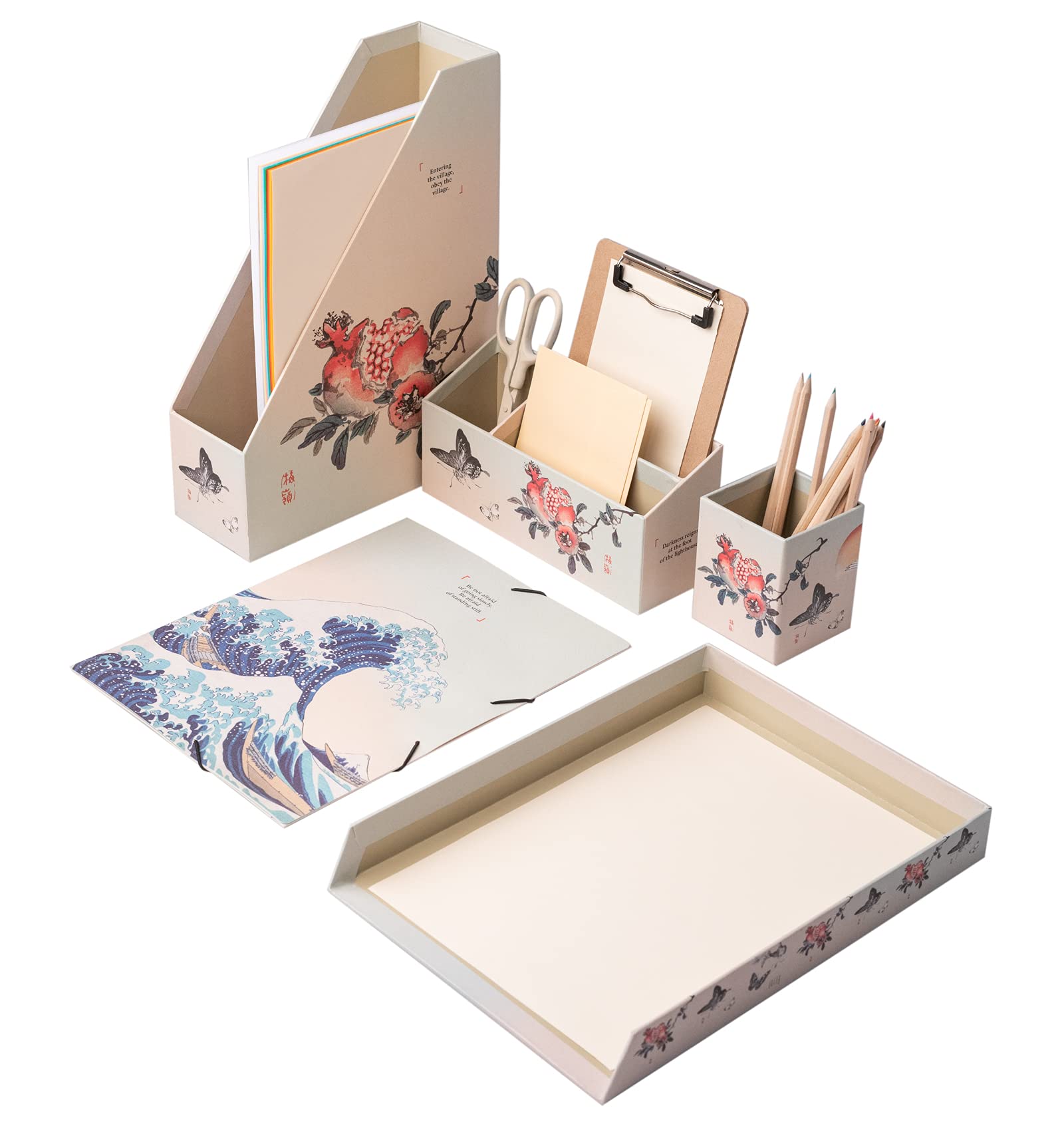 Grupo Erik Japanese Art Multipurpose Desk Organiser | A4 Folder - Magazine File - Stationary Organiser - Letter Tray | Cute Stationery | Cute Gifts | Japanese Stationery