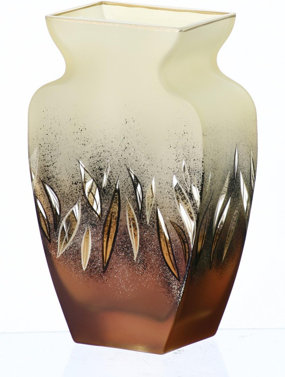 Unique Hand Blown & Hand Painted Glass Vase 24 cm Brown B00UUB8150