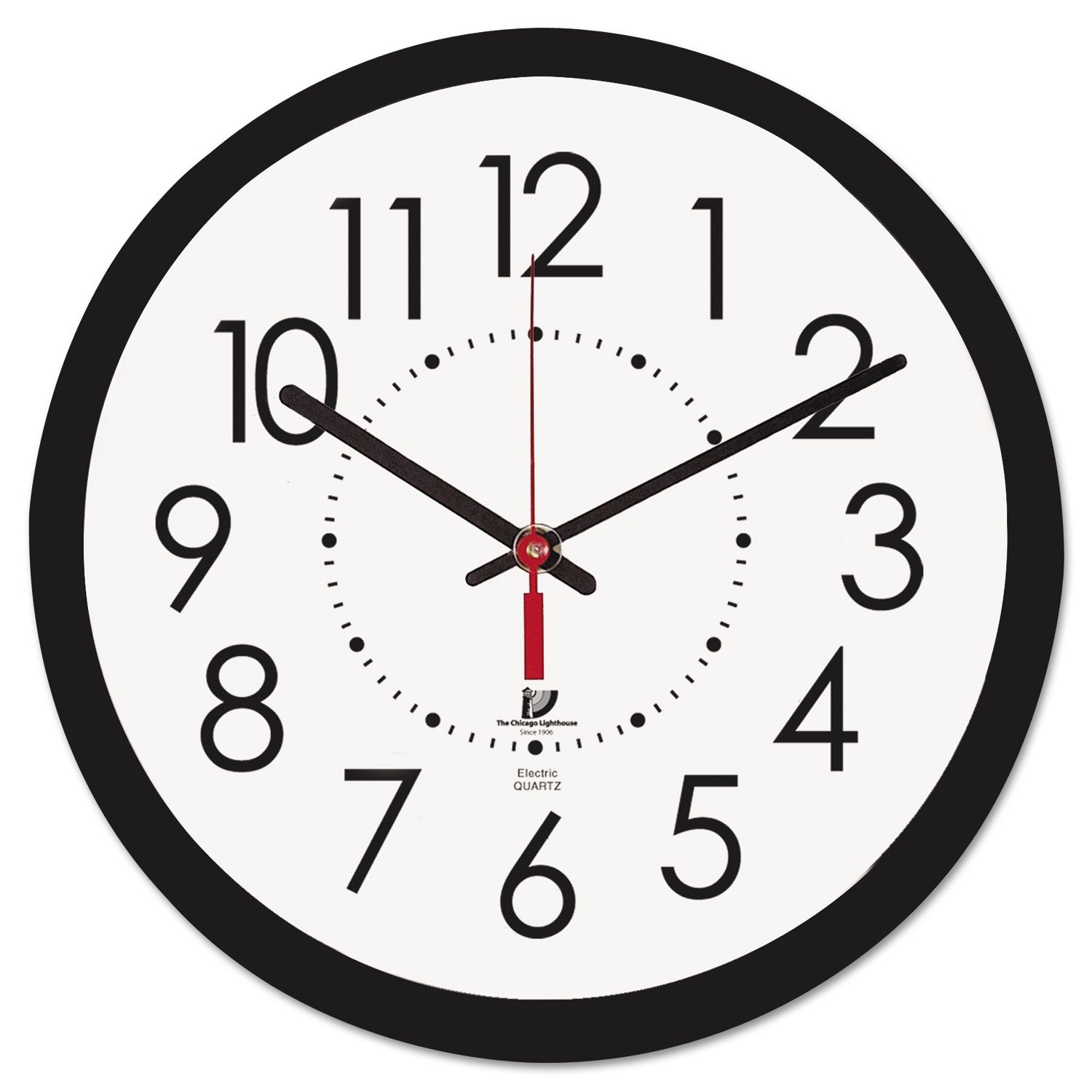 Photo 1 of THE CHICAGO LIGHTHOUSE Electric Clock with White Dial, 14-1/2-Inch, Black Frame (67801103)
