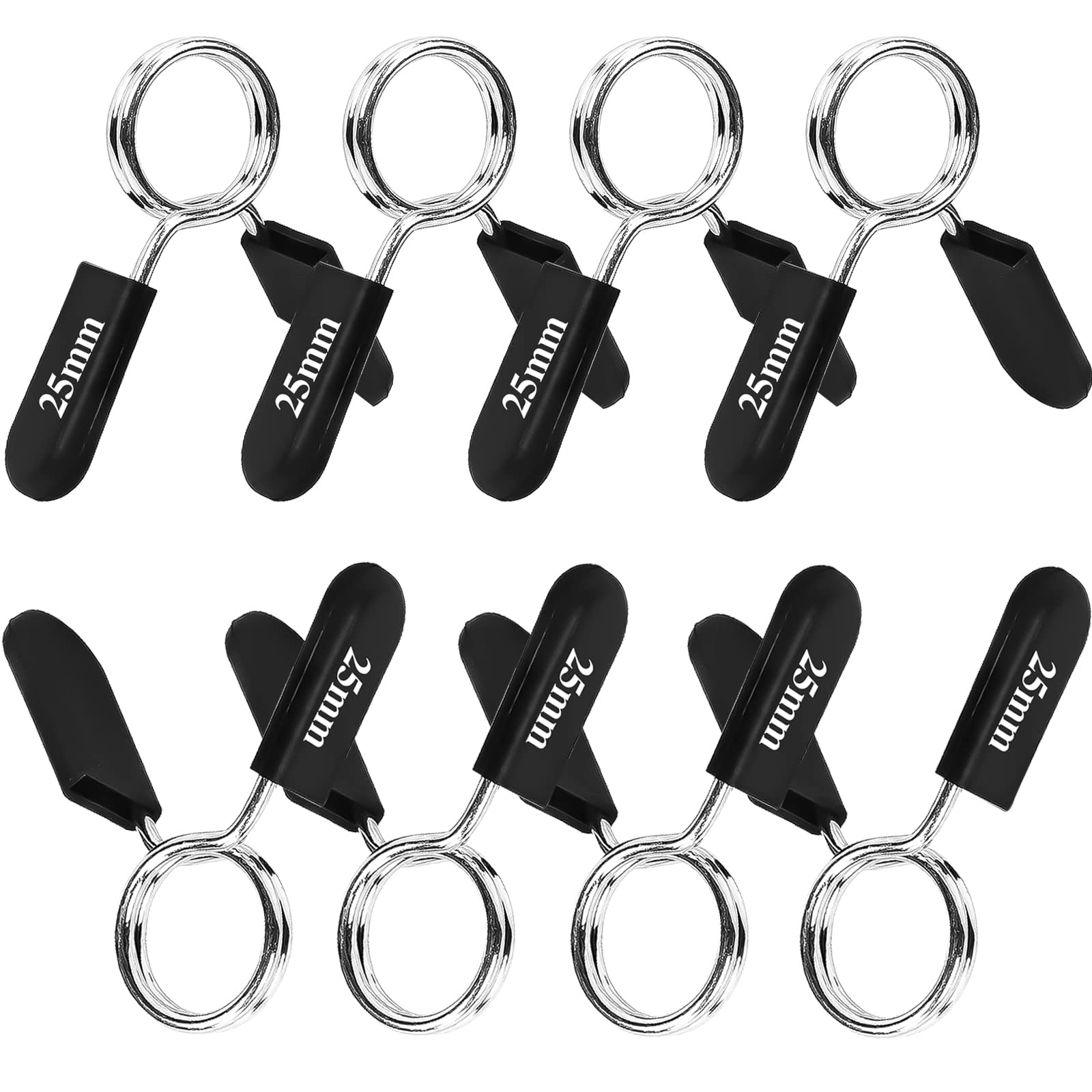 WDAFLG 8 Pcs Spring Collar Clips Dumbbell Lock Clips Weight Clips for Bars for Barbell Bars Gym Fitness Training Weight Lifting Equipment (25mm)