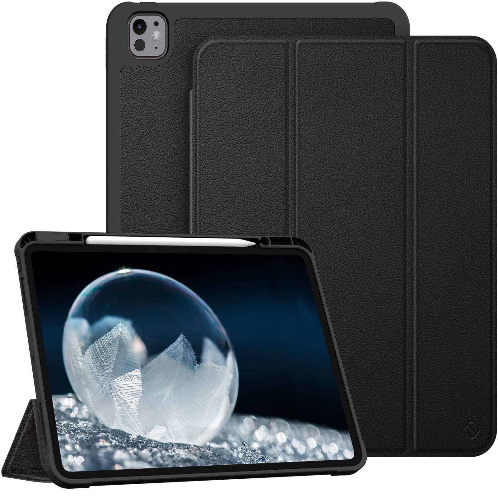 Photo 1 of Fintie SlimShell Case for iPad Pro 13-inch (M4) 2024 - [Built-in Pencil Holder] Soft TPU Protective Stand Back Cover with Auto Wake/Sleep, Black