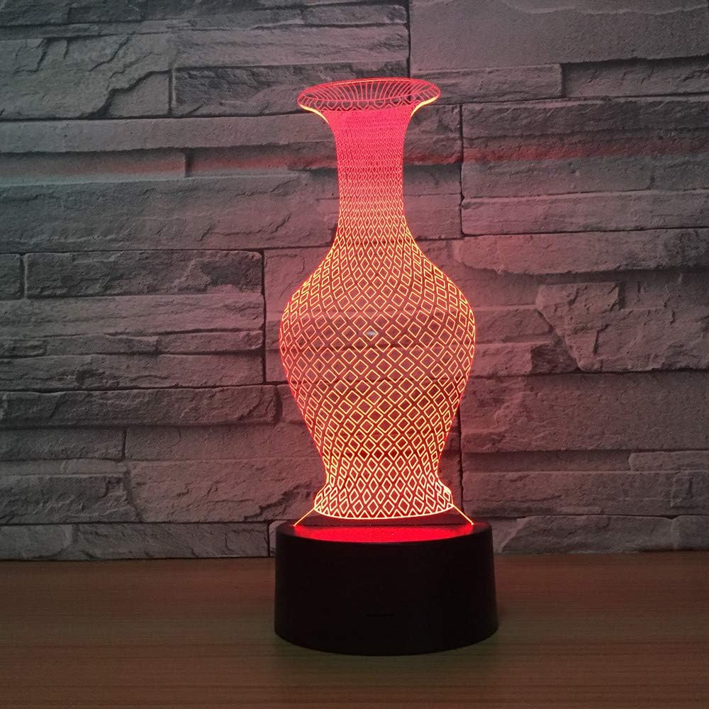 3D Illusion Lamp LED Night Light (vase) 7 Colors Changing Bedside Table