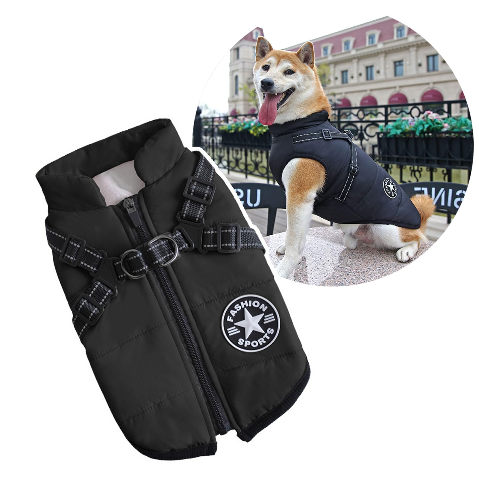 Oncpcare 2 in 1 Large Dog Jacket with Harness, Outdoor Warm Pet Winter Coat Harness for Large Dogs โ image 1