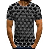 Unisex Optical Illusion 3D Print T-Shirts Short Sleeve Funny Honeycomb Graphic Crew Neck Tees Tops for Women and Men