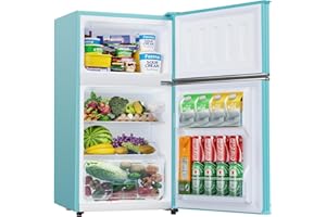 BODARE Mini Fridge with Freezer Quite: 3.2 Cu.Ft Mini Refrigerator with 2 Doors - Compact Small Refrigerator - for Bedroom Dorm Office Apartment Fridge - Sky Blue