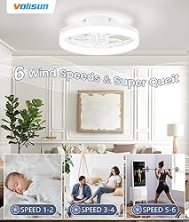 VOLISUN 13 inch Small Ceiling Fans with Lights and