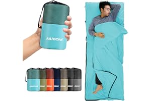 JAICOM Sleeping Bag Liner, Sleep Sack Travel Sheets, Two-Way-Zipper Expose Feet Separately, Lightweight for Single, Backpacking,Hotels & Hostels, Camping, Travel, Business