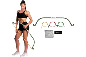 Lite Gorilla Bow Portable Home Gym Resistance Bands and Bar System for Travel, Fitness, Weightlifting and Exercise Kit, Full Body Workout Equipment Set