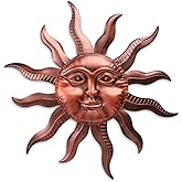 VCUTEKA 27" Sun Metal Wall Art Outdoor Decor Moon Wall Decoration Metal Wall Sculpture Hanging Garden Wall Art Wall Sculpture for Indoor Outdoor Patio Fence Decoration Brown