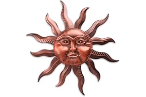 VCUTEKA 27" Sun Metal Wall Art Outdoor Decor Moon Wall Decoration Metal Wall Sculpture Hanging Garden Wall Art Wall Sculpture for Indoor Outdoor Patio Fence Decoration Brown