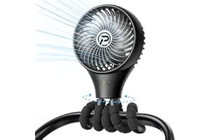 PANERGY Baby Stroller Fan, Oscillating Mini Portable Fan, 3 Speeds Battery Operated Flexible Tripod Clip on for Car Seat Crib Travel