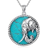 Reaii Natural Turquoise Elephant Necklace for Women 925 Sterling Silver Elephant Pendant with Genuine Turquoise Jewelry Gifts