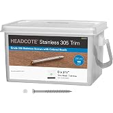 FM FastenMon Composite Trim Screws - #8 X 1-1/2", Stainless Steel 304, 150 Pcs With T-10 Bit