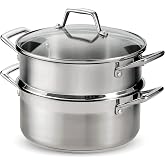 Tramontina Gourmet 5-Quart Steamer Set | Tri-Ply Base Stainless Steel Dutch Oven with Steamer Insert and Glass Lid, Induction-Ready