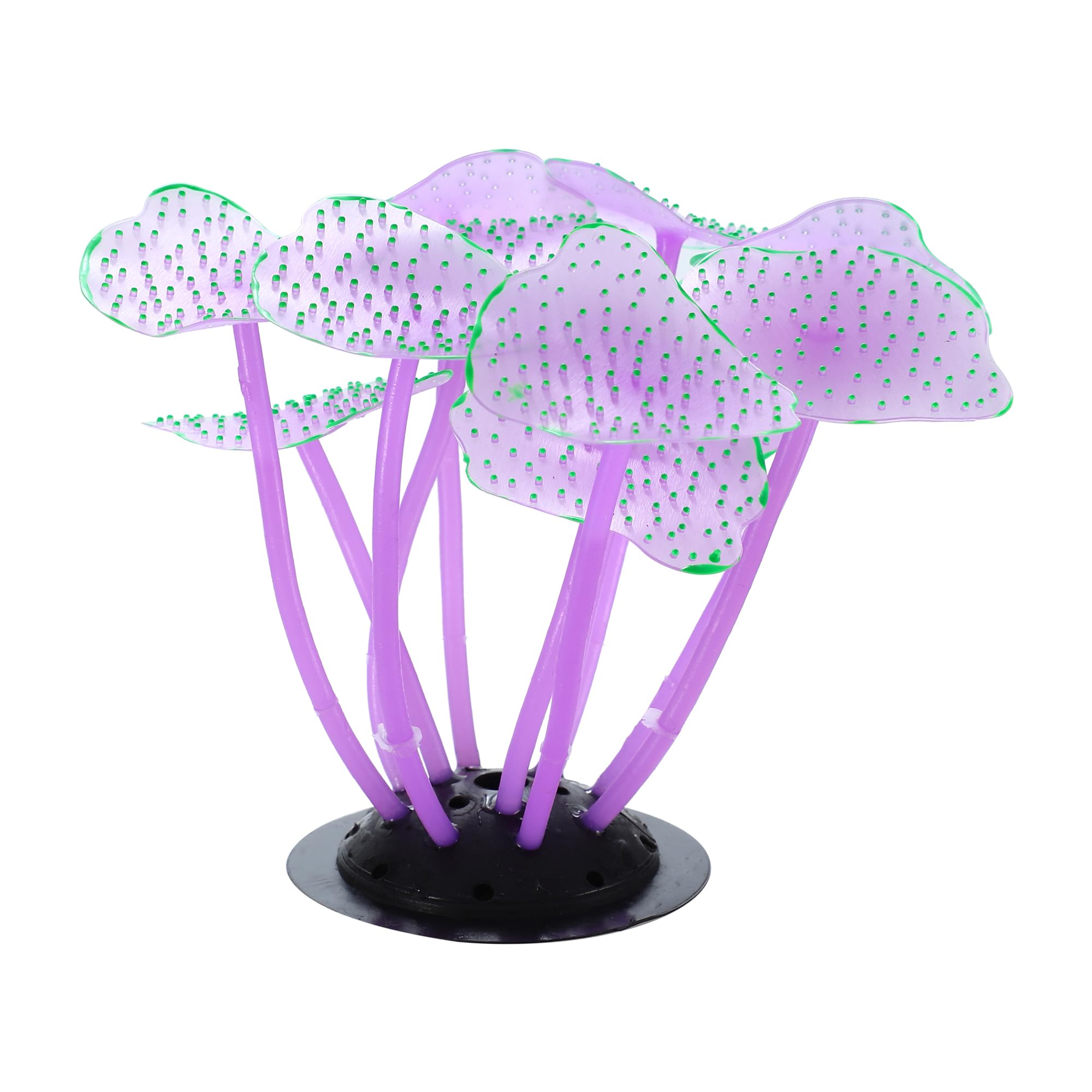 CAPASTEC Soft Silicone Glowing Mushroom Coral, Fluorescence Aquatic Artificial Coral for Aquarium (Purple)