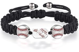 XOYOYZU Baseball Number Bracelets for Men Athletes Jersey Number Bracelet Handmade Braided Adjustable Bracelets Personalized Baseball Gifts for Men