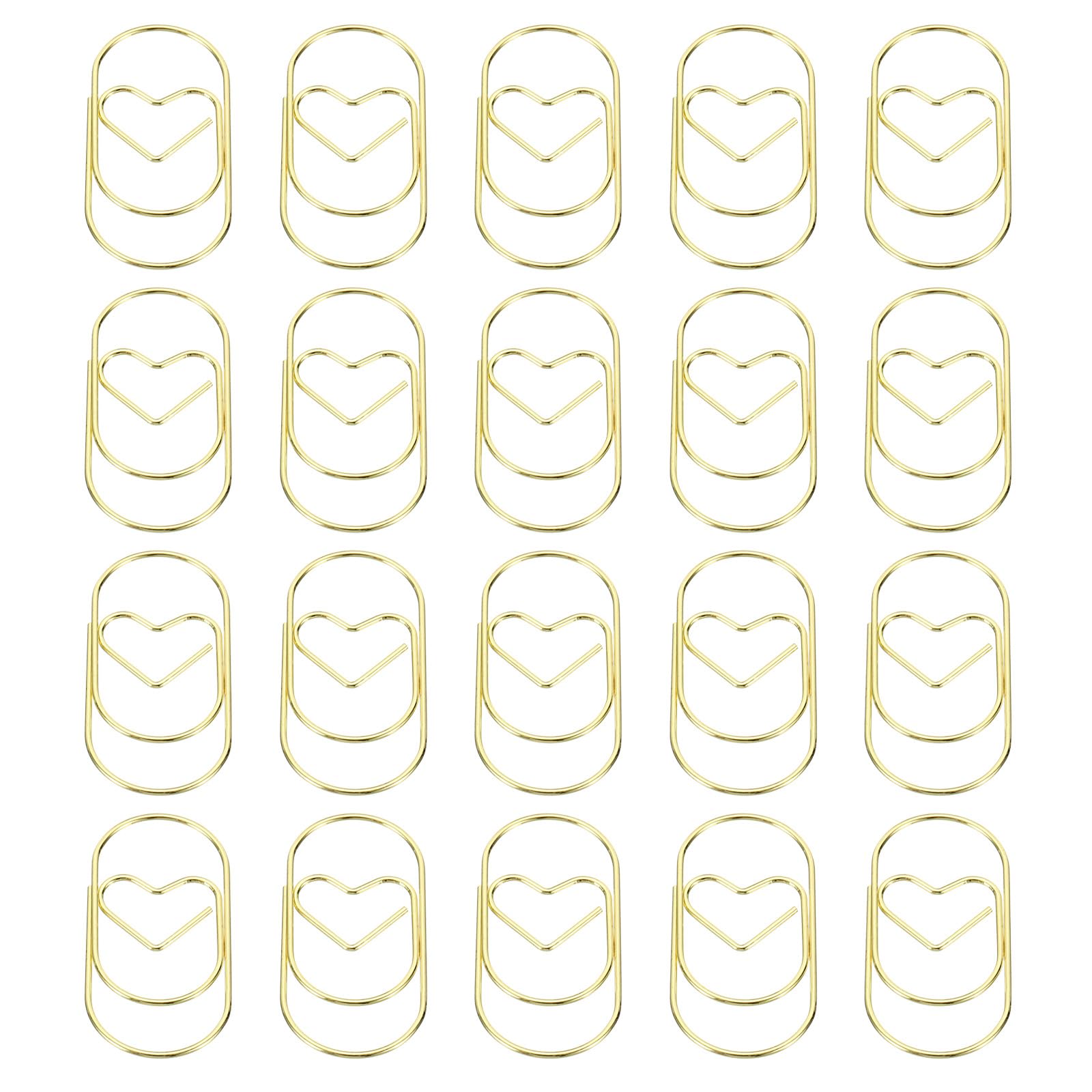 YOKIVE 20 Pcs Paper Clip, Heart-Shaped Clips, Keep Table Neat, Great for Office, Art, Home, Daily Use (Gold Tone, 2-inch)
