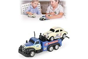 ADTHLIER Mini RC Truck, 1/64 Scale Tow Truck Toy Remote Control Car with Lights, Mini Alloy Monster Trucks, 2.4GHz Remote & APP Control, Adjustable Speed & Steering (Dark Blue)