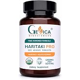 GeVica Biosciences Haritaki Pro &ndash; USDA Organic Haritaki Supplement with Black Pepper, Whole Terminalia Chebula Fruit, No Extract, NPOP &amp; BioAgriCert Certified, 120 Tablets