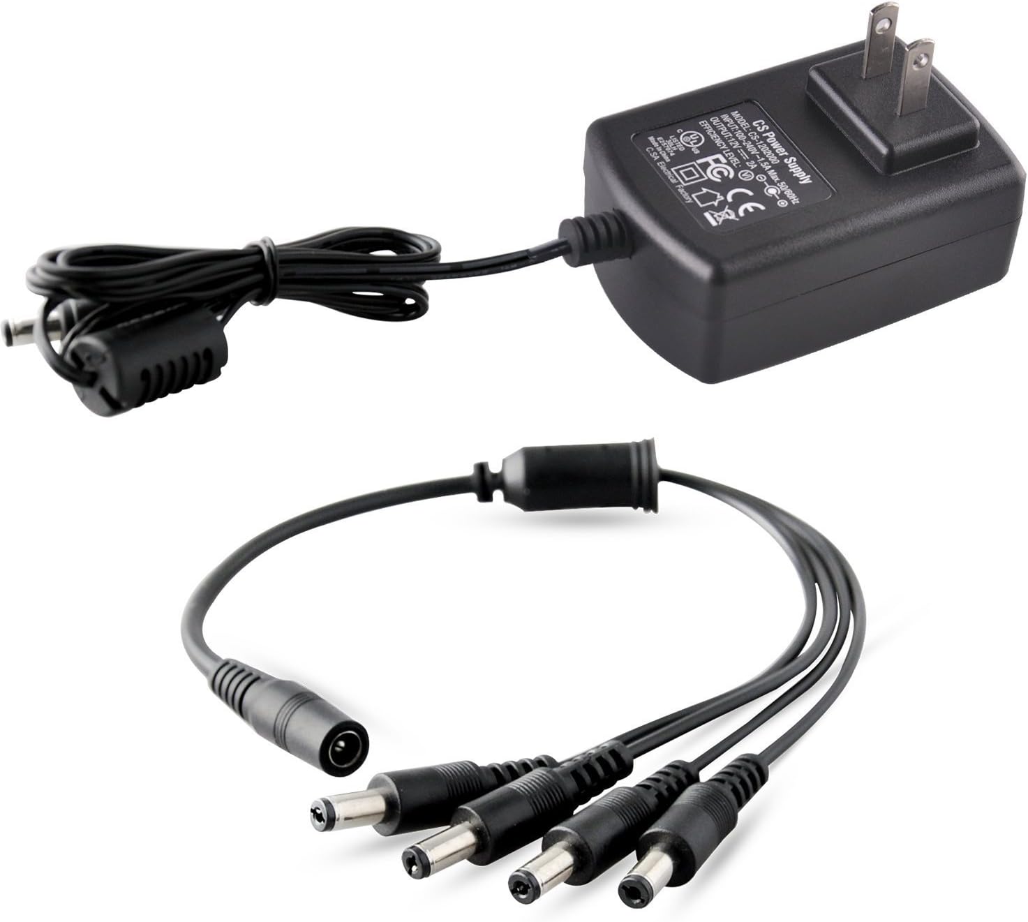 Tonton DC 12V 2A Security Camera Power Adapter with 1 to 4 Power