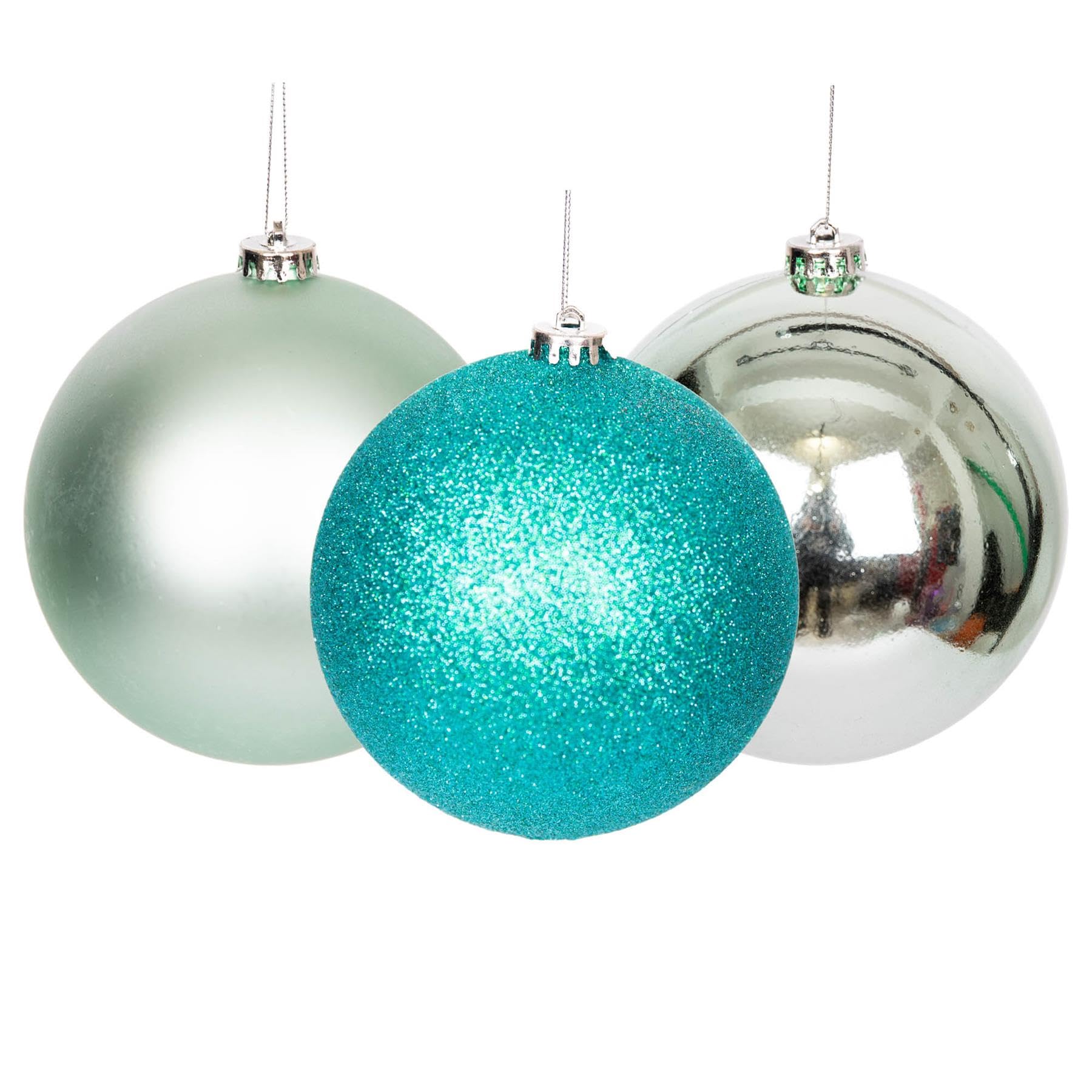 10cm/3Pcs Christmas Baubles Shatterproof Turquoise, Christmas Tree Decorations Ball Ornaments Balls Xmas Hanging Decorations Holiday Decor - Shiny,Matte,Glitter