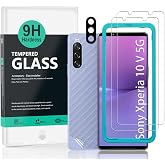 Ibywind 2 Pack Screen Protector for Sony Xperia 10 V 5G(6.1")+1 Pack Camera Len Protector+1 Pack Back Film,9H Tempered Glass,Bubble Free,Easy Install,Fingerprint Compatible