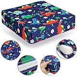 Sumnacon Chair Increasing Cushion - Baby Toddler Kids Infant Portable Disable Highchair Booster Cushion Washable Thick Chair Seat Cloth Straps,Dinosaur Blue