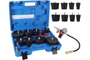 Angchun Turbo System Leakage Tester, Turbo Boost Leak Tester Kit 10PCS Leak Down Tester with Pressure Gauge Turbo System Boost Pressure Leakage Tester with 4 Pairs of Stepped Adapters 1.38''-3.54''