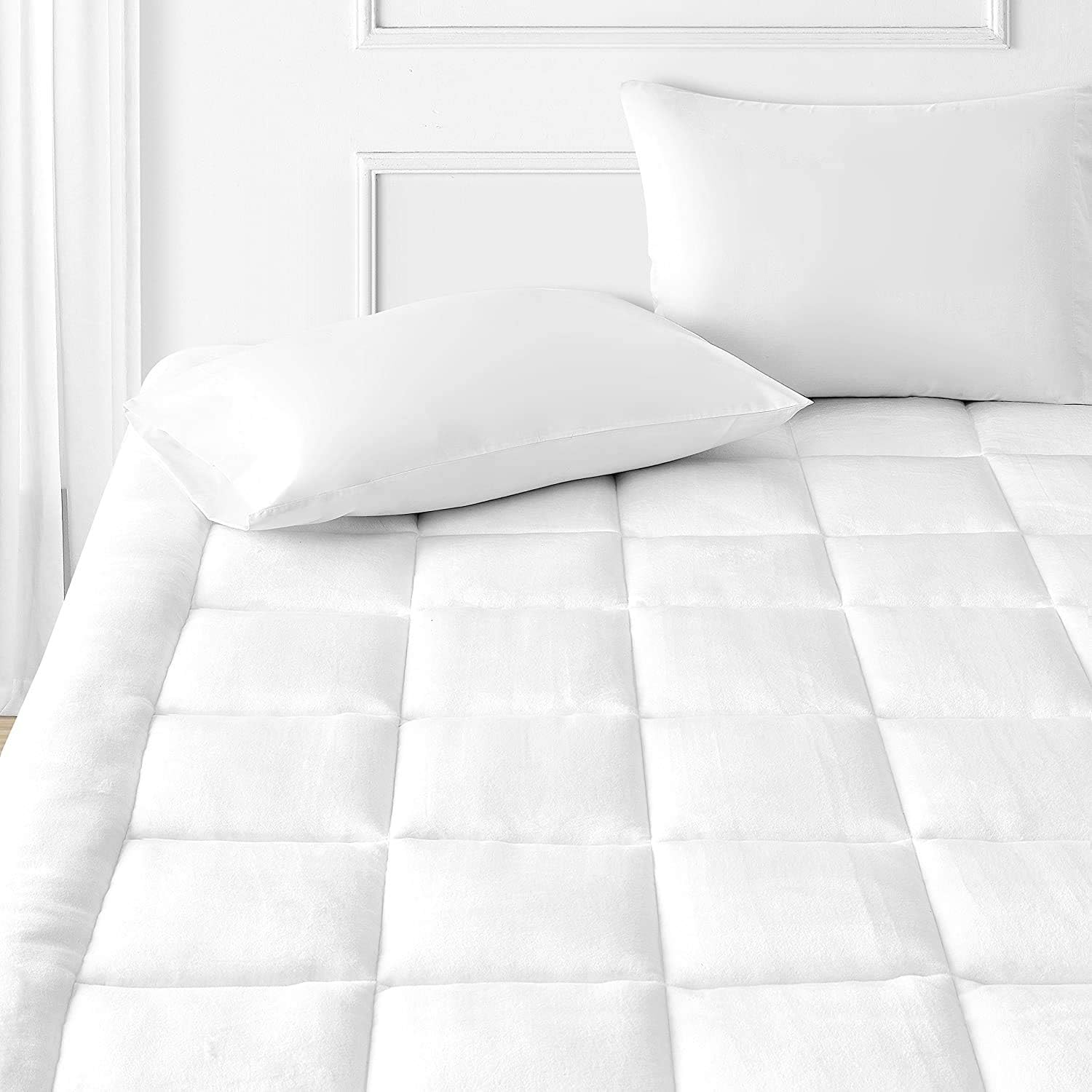 AMZ Super Soft 800 GSM Microfiber Fitted Style 2 Inch Thickness Mattress Padding/Topper for Comfortable Sleep (Set of 1) (60 x 75 Inches, White)