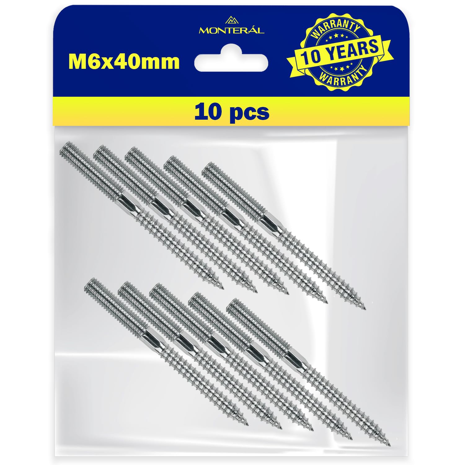 10 Pieces Screws Double Threaded M6 with a Length of 40 mm - Warranty 10 Years – MONTERAL