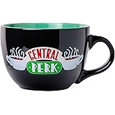 Silver Buffalo FRIENDS Central Perk Black Ceramic Mug Oversized for Coffee, Soup, 24 Ounces