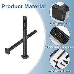uxcell 2Pcs Square Head Bolts, 1/2-13x6 Black Oxide