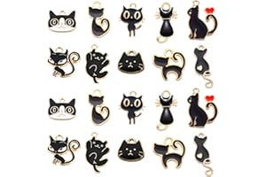 DanLingJewelry 50Pcs 10 Styles Enamel Animal Charms Enamel Cat Charms Black Cat Charms for Jewelry Making