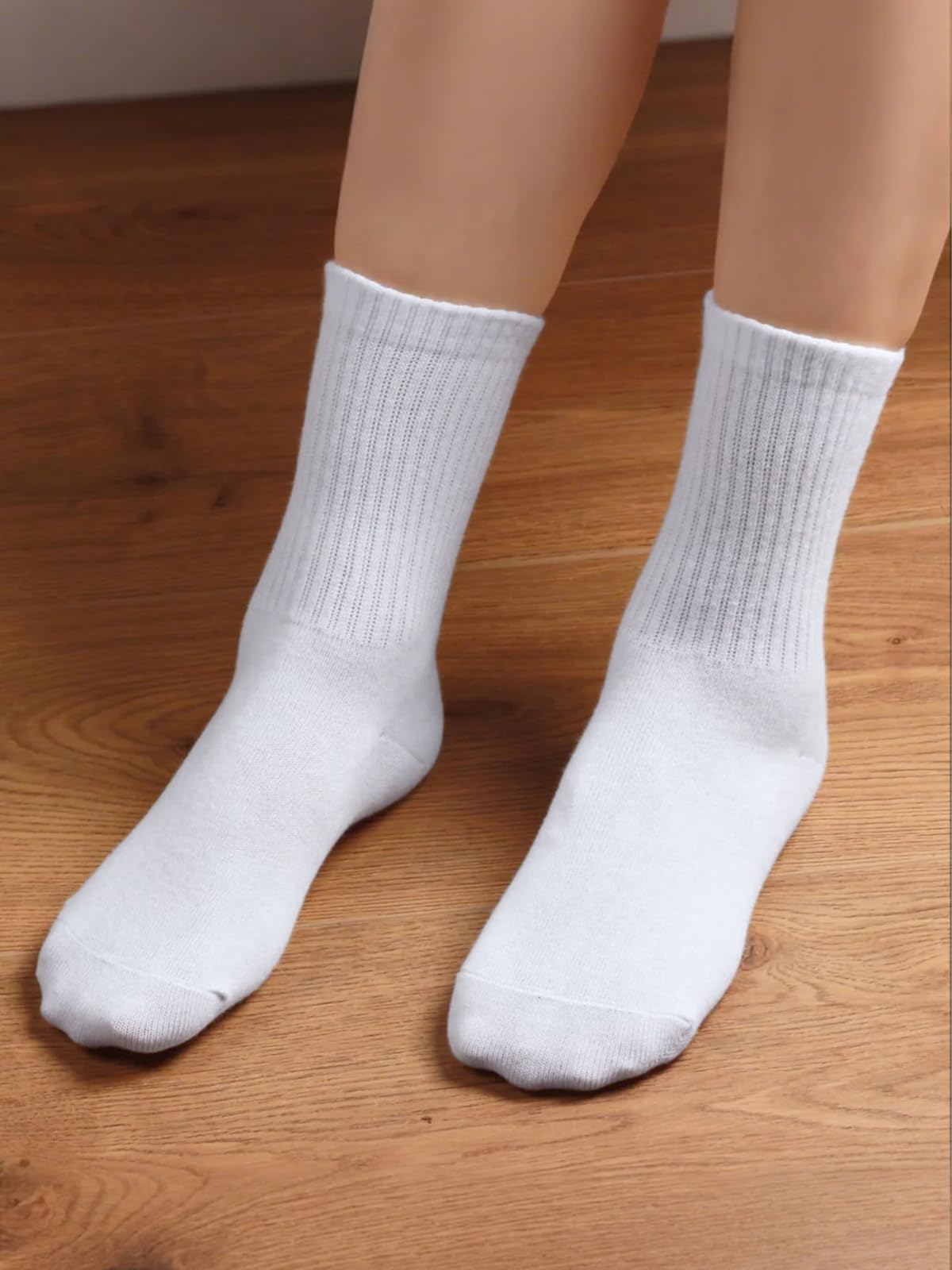 COTTON DAY Unisex School Kids Boys Girls Soft Cotton Black White Gray Navy Khaki Athletic Socks with Retro Stripes